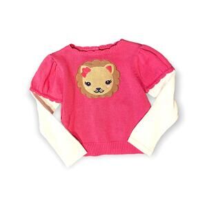 Gymboree toddler pink white lion sweater size 2T